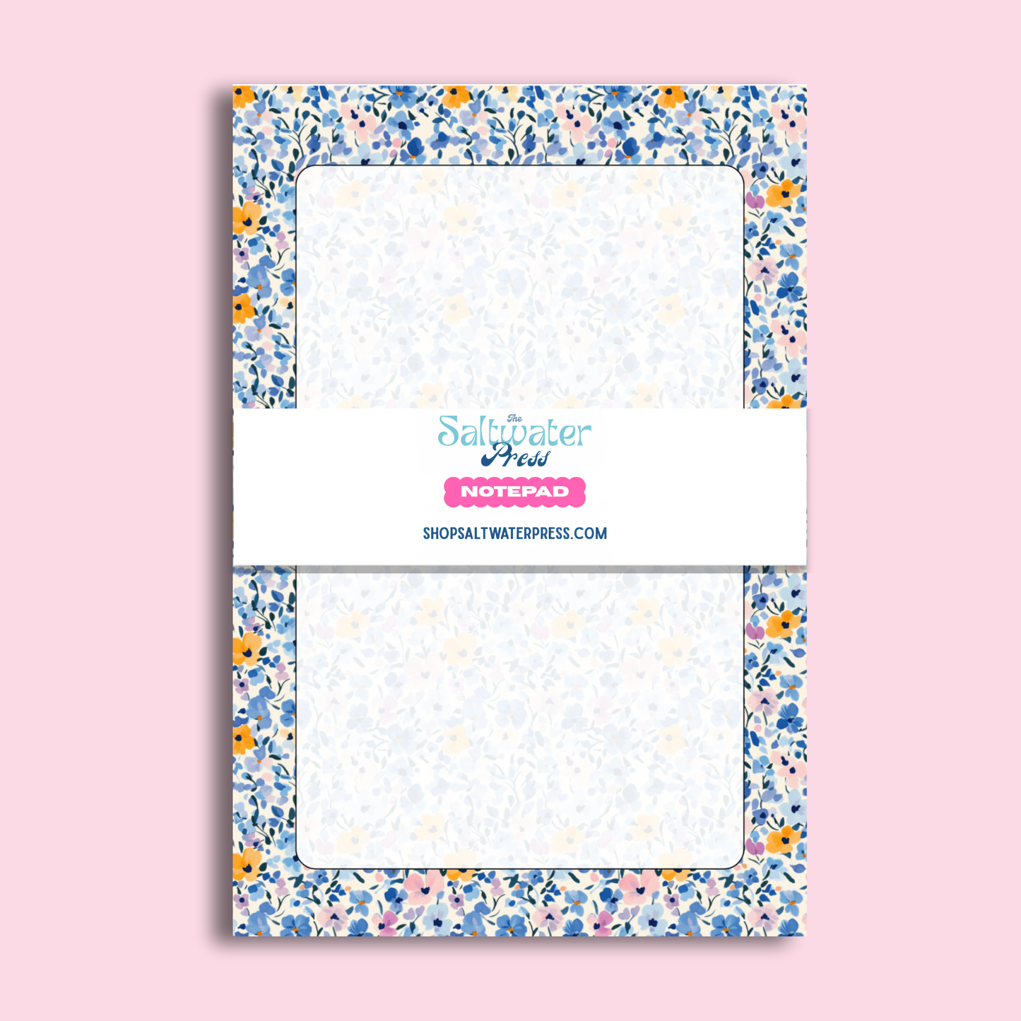 Blue Floral Notepad by The Saltwater Press