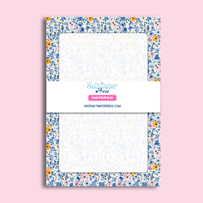 Blue Floral Notepad by The Saltwater Press