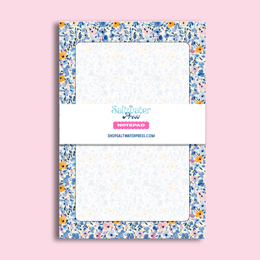 Blue Floral Notepad by The Saltwater Press