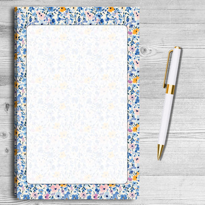 Blue Floral Notepad by The Saltwater Press