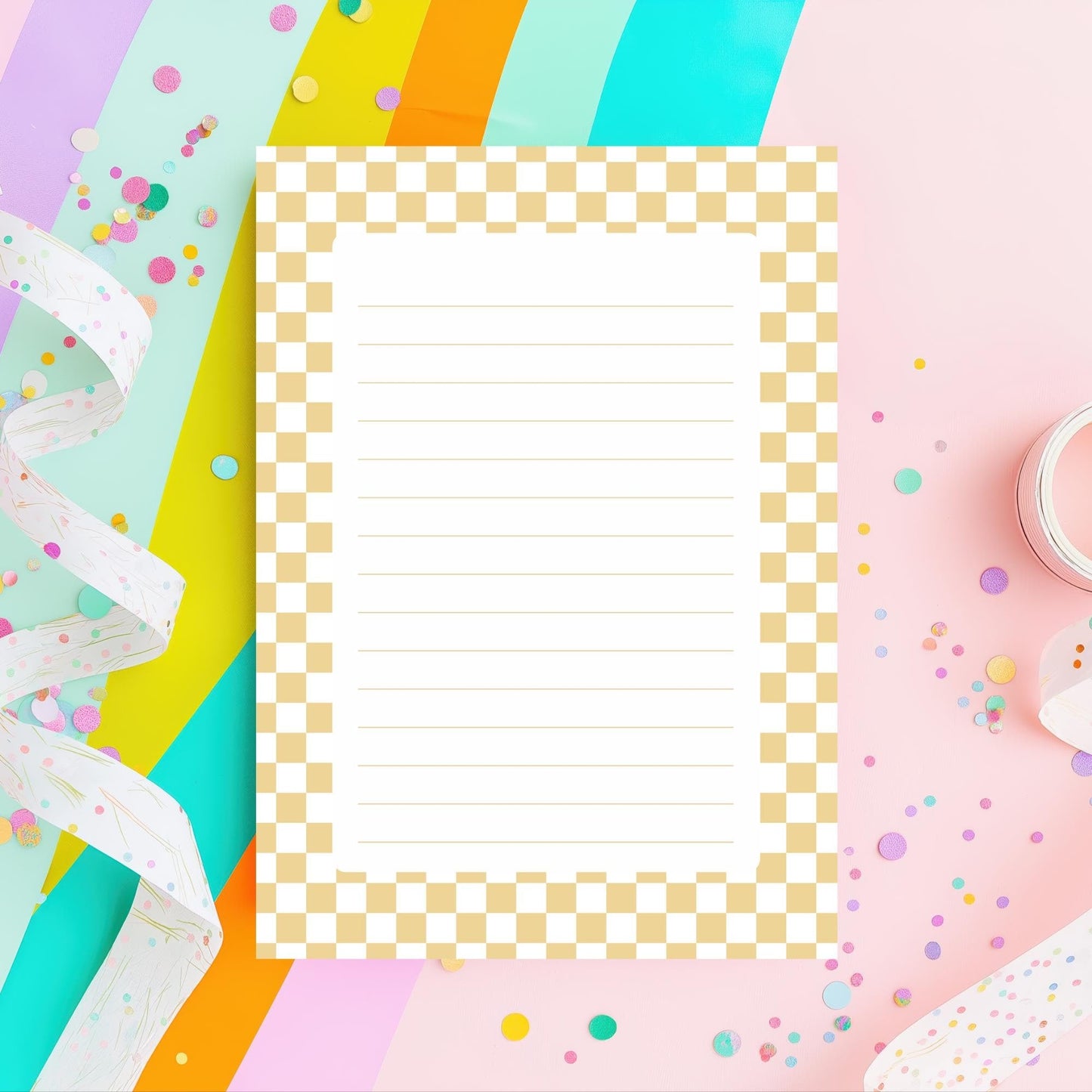 Checkered Memo Pad – 50 Lined Tearoff Sheets Preppy Desk Stationery by The Saltwater Press