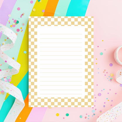 Checkered Memo Pad – 50 Lined Tearoff Sheets Preppy Desk Stationery by The Saltwater Press