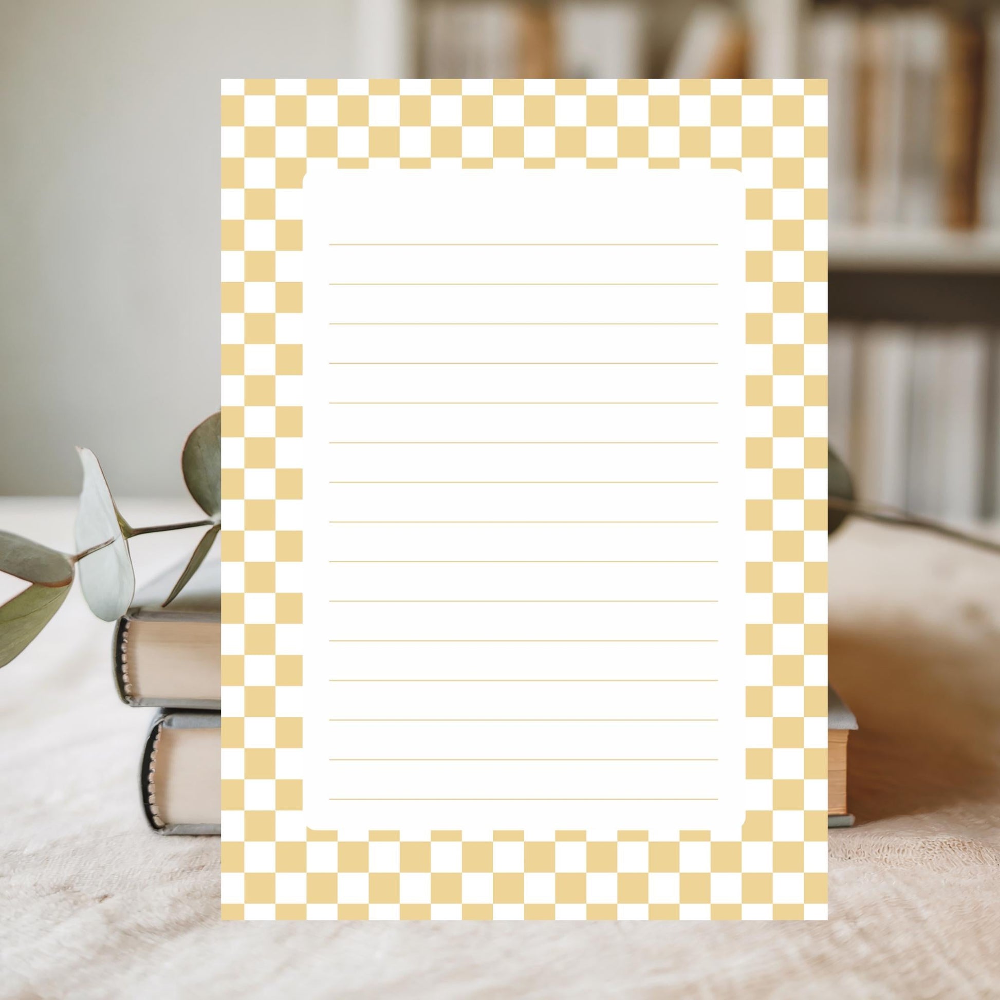 Checkered Memo Pad – 50 Lined Tearoff Sheets Preppy Desk Stationery by The Saltwater Press
