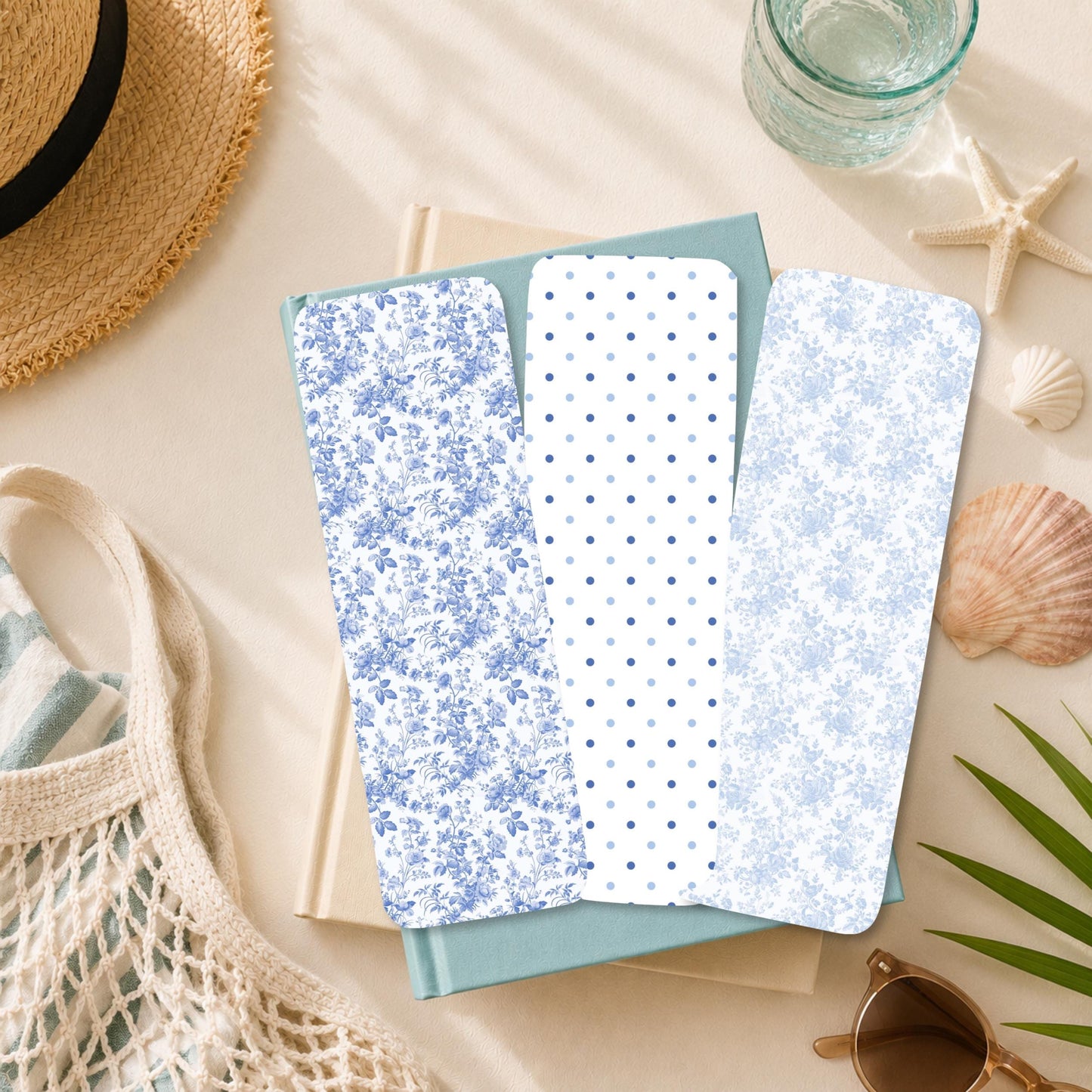 Bookmark Set – Blue White Floral Reading Gift by The Saltwater Press
