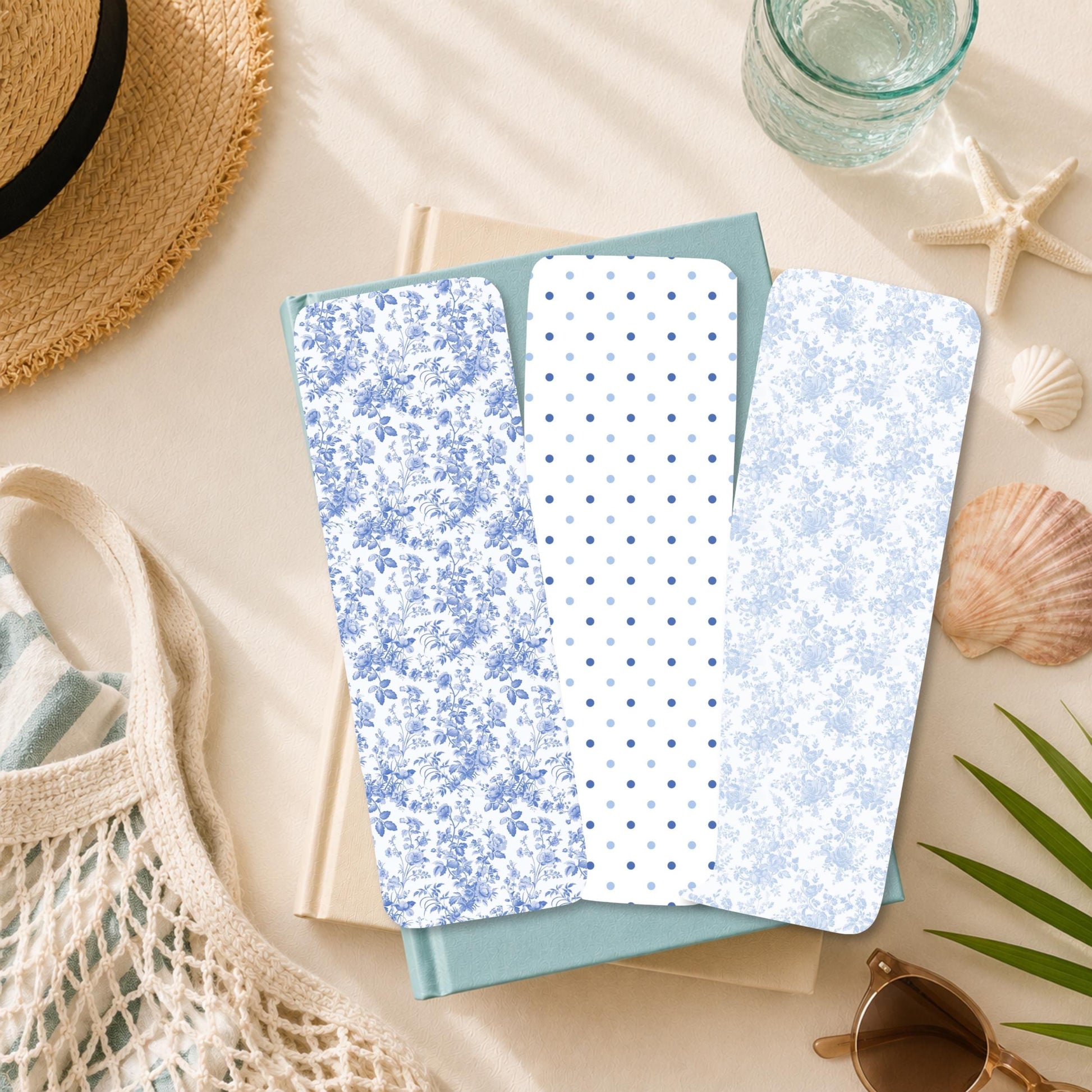 Bookmark Set – Blue White Floral Reading Gift by The Saltwater Press