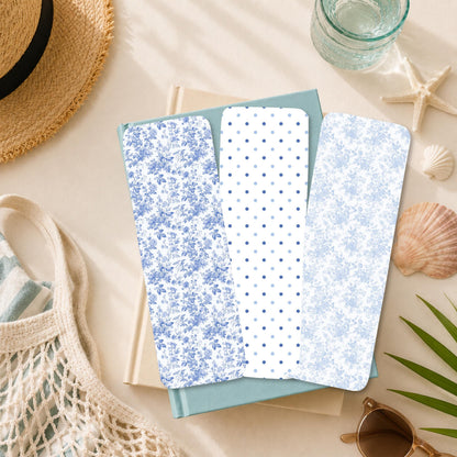 Bookmark Set – Blue White Floral Reading Gift by The Saltwater Press