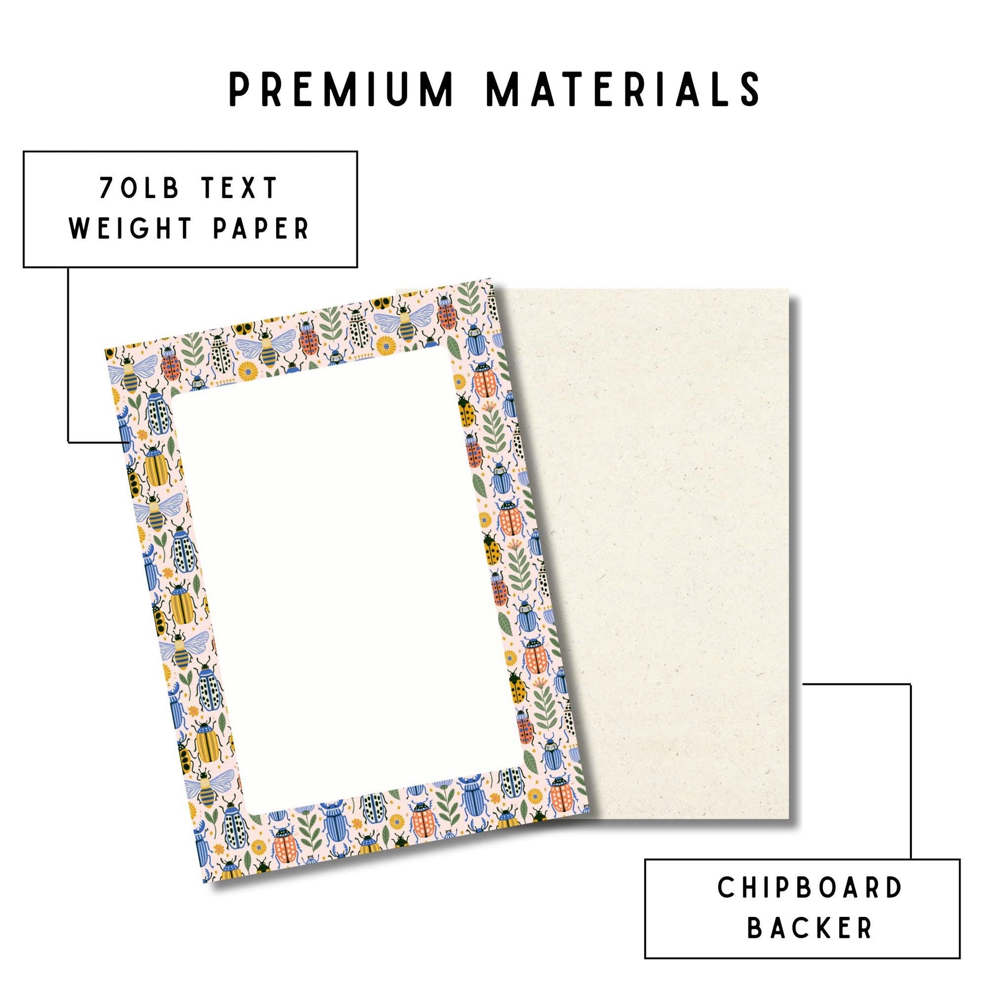 Botanical Insect Notepad – 50sheet Writing Pad Garden Theme by The Saltwater Press
